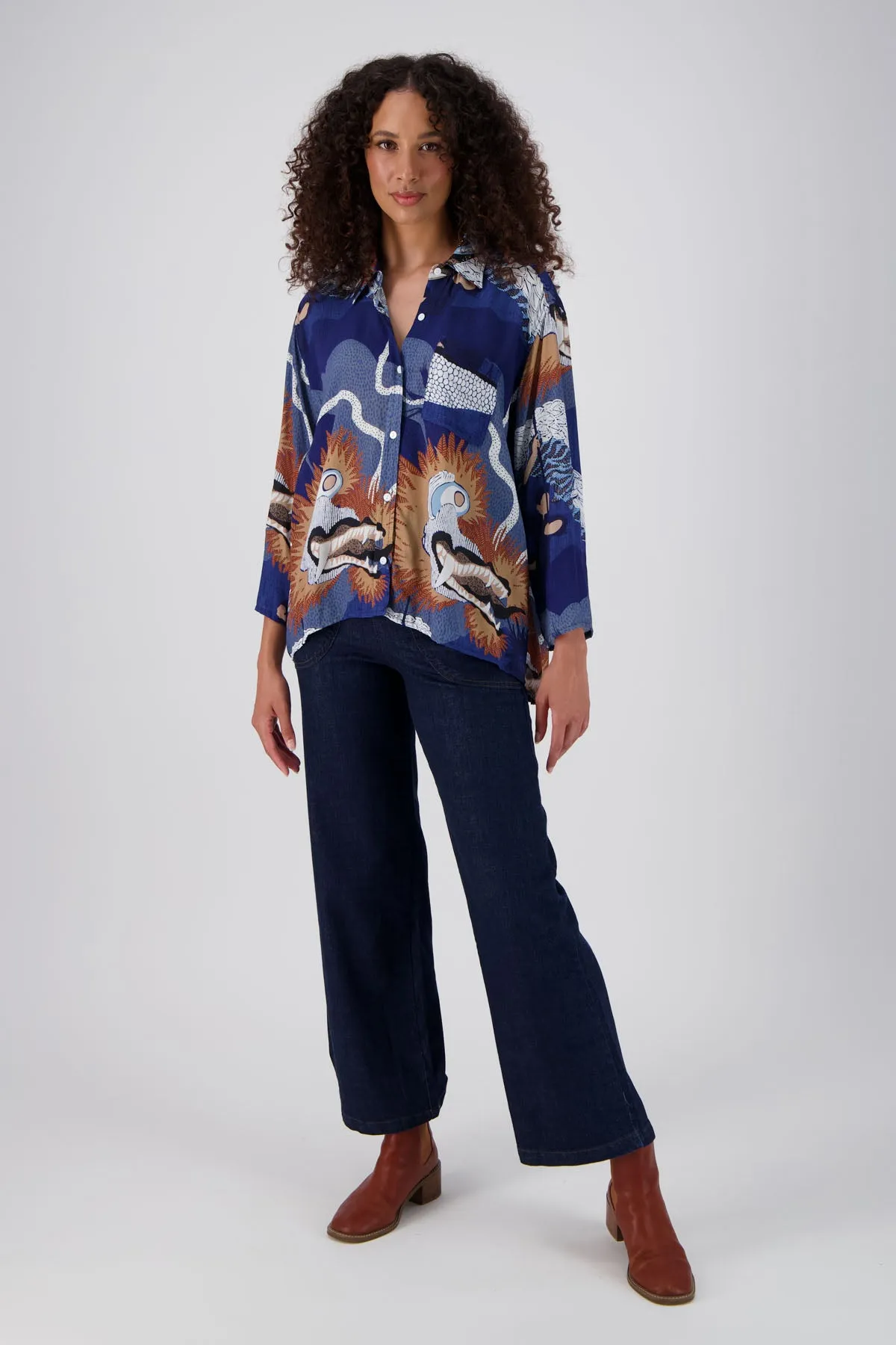 Festival Shirt Blue in Viscose