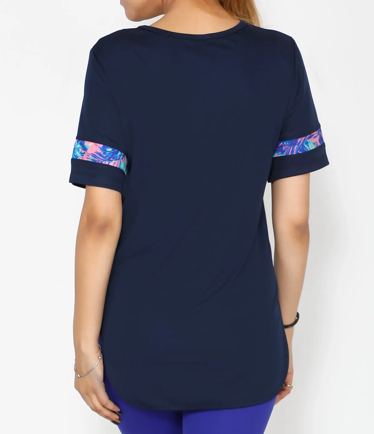 Floral Navy Long T-Shirt