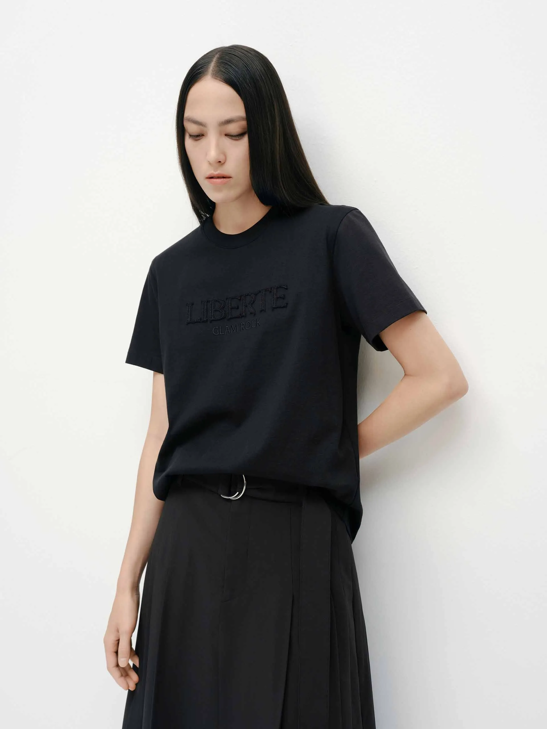 Front Letter Cotton T-shirt