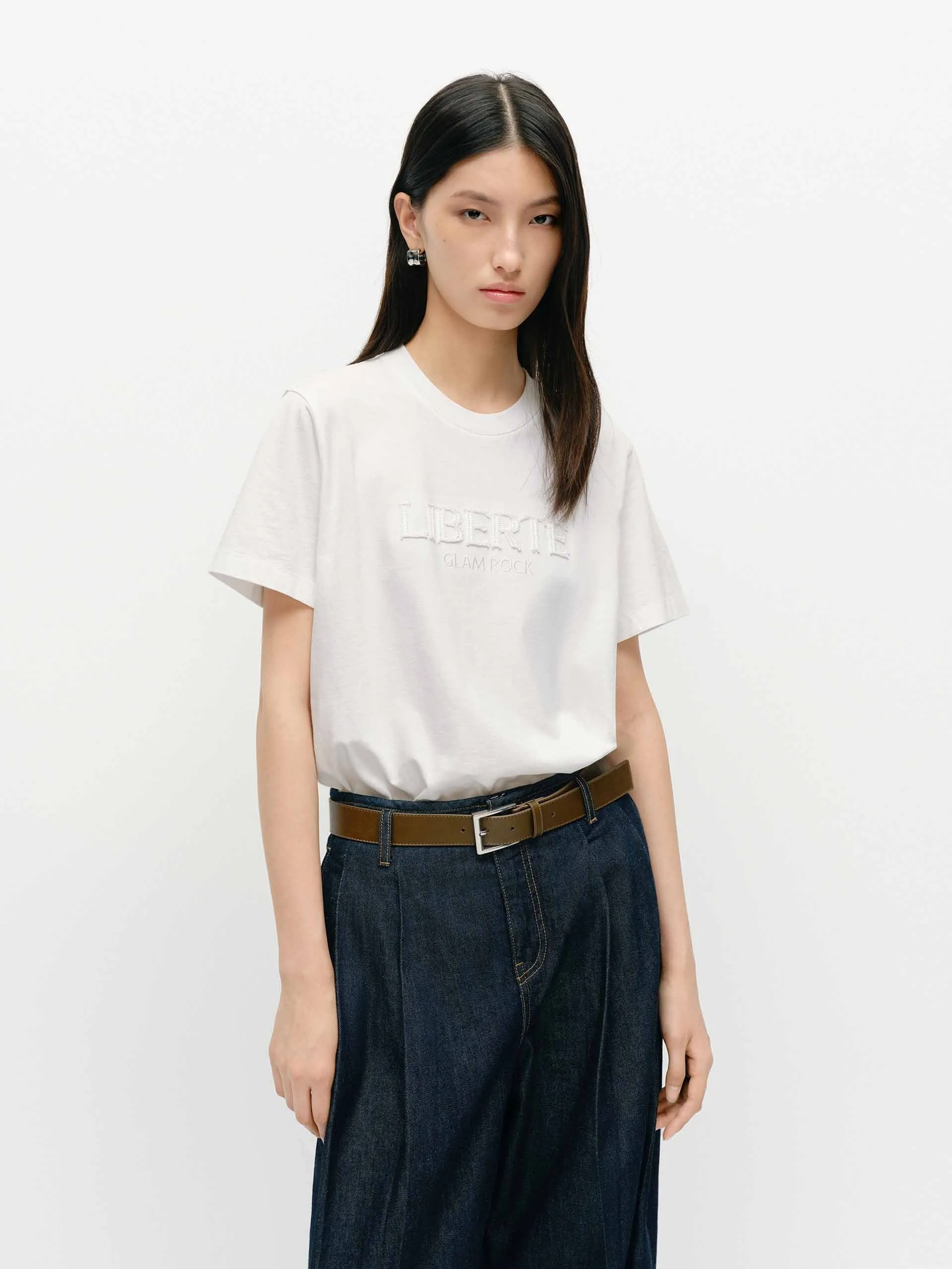 Front Letter Cotton T-shirt