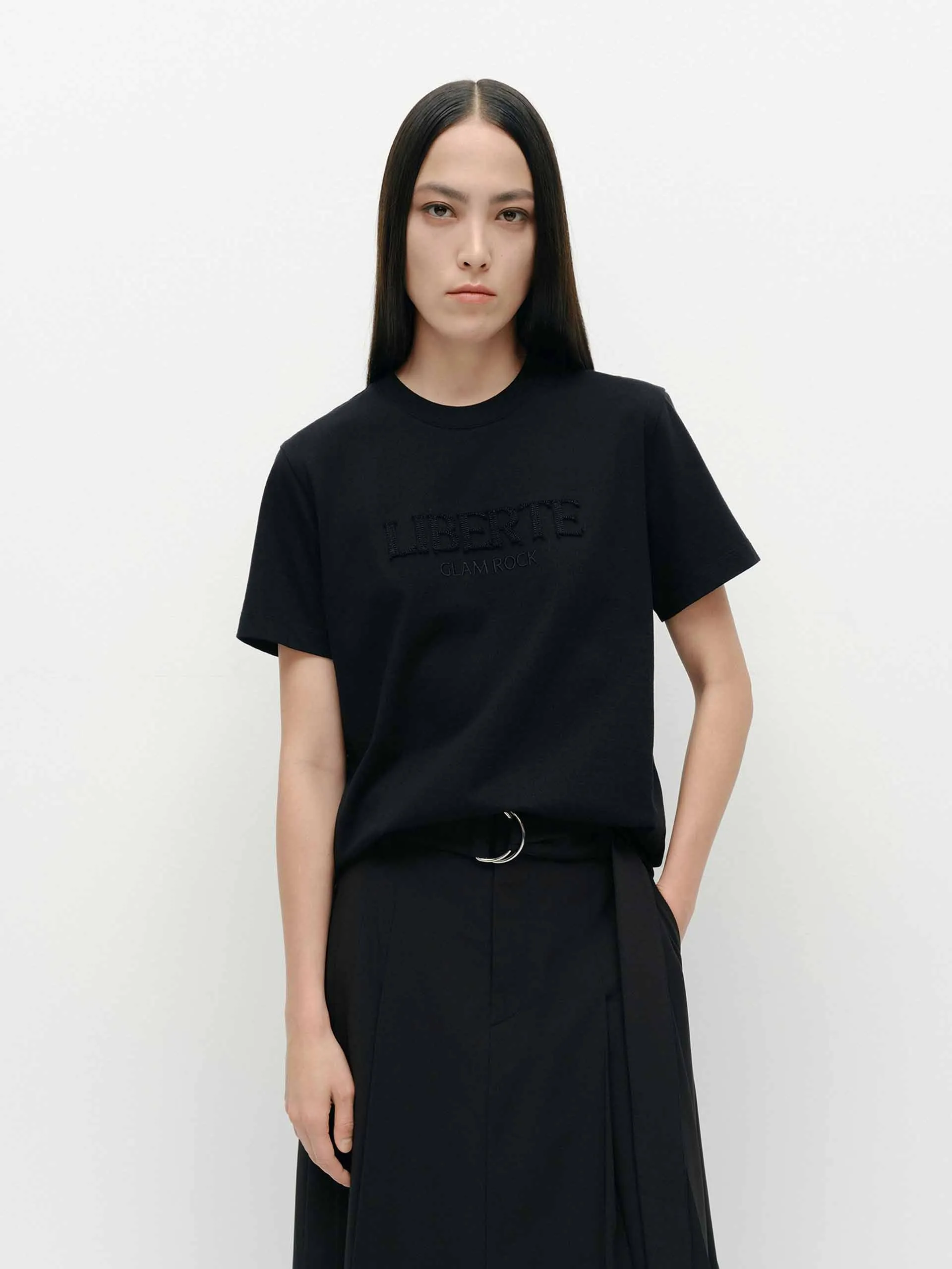 Front Letter Cotton T-shirt