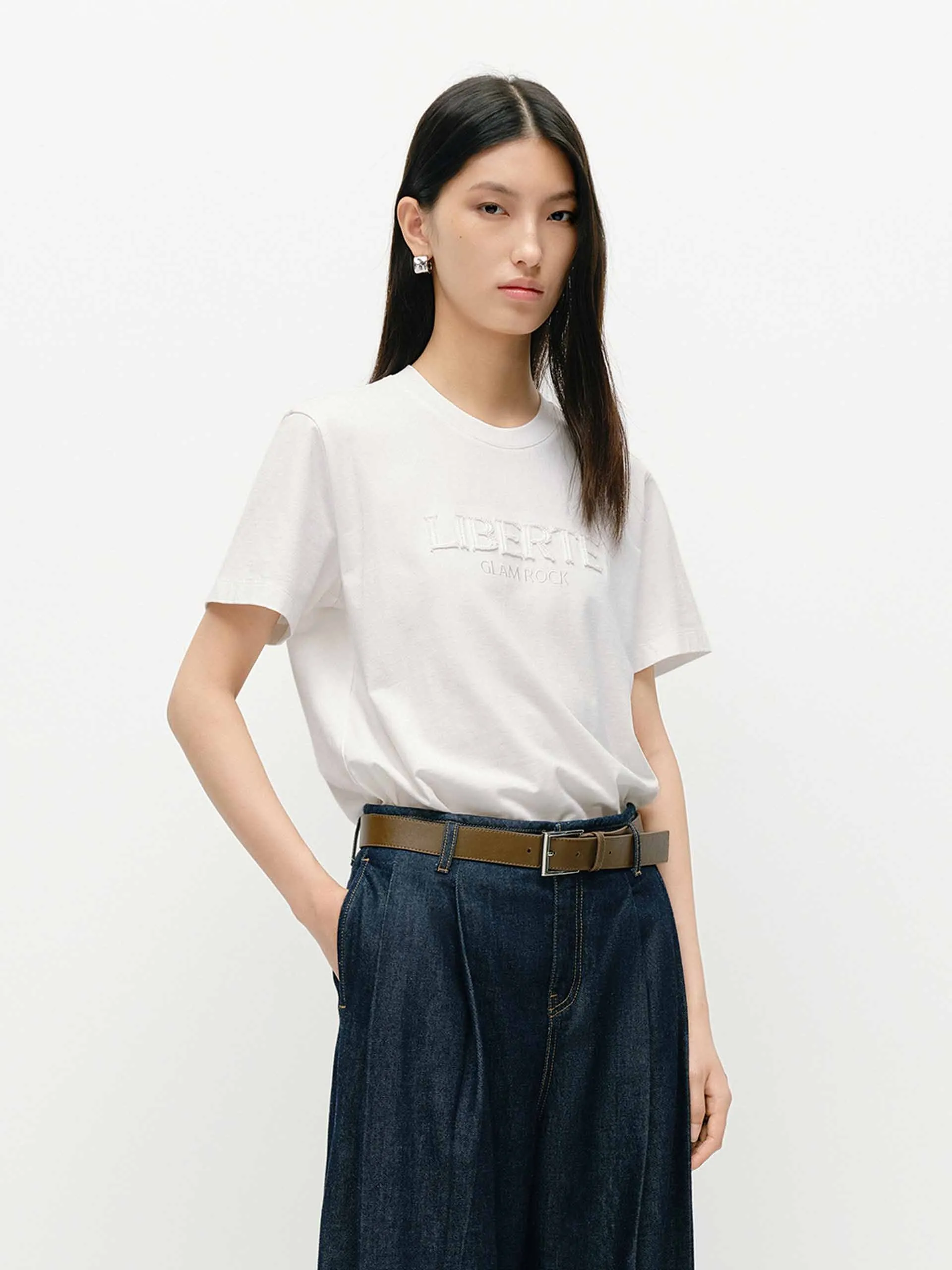 Front Letter Cotton T-shirt