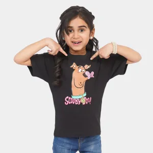 Girls Cotton T-Shirt Character - Jet Black