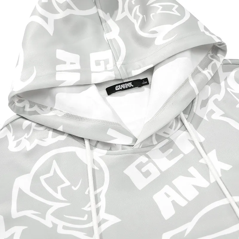 Gray Cartoon Drop-Shoulder Sleeve Hoodies