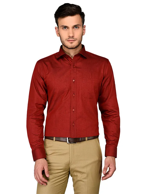 Greenfibre Maroon Regular Fit Formal Shirt