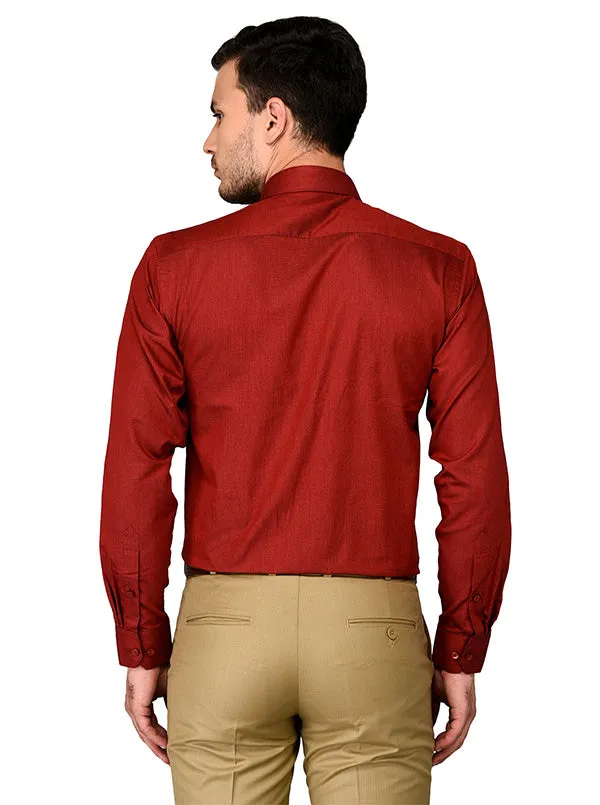 Greenfibre Maroon Regular Fit Formal Shirt