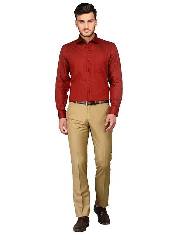 Greenfibre Maroon Regular Fit Formal Shirt