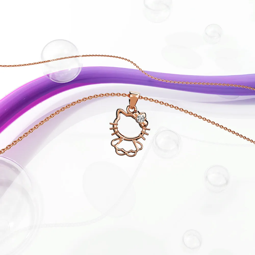 Hello Kitty Pendant Necklace in Rose Gold Embellished With SWAROVSKI® Crystals