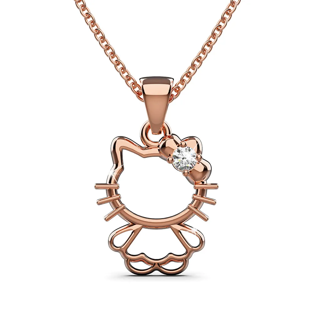 Hello Kitty Pendant Necklace in Rose Gold Embellished With SWAROVSKI® Crystals