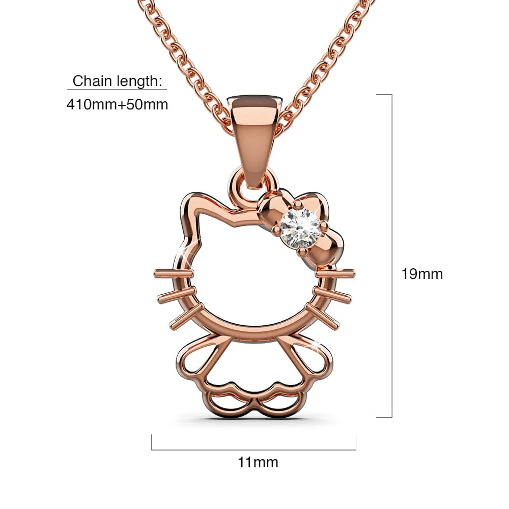 Hello Kitty Pendant Necklace in Rose Gold Embellished With SWAROVSKI® Crystals