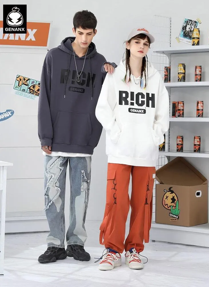 High Street Color Block Kangaroo Pocket Hoodies