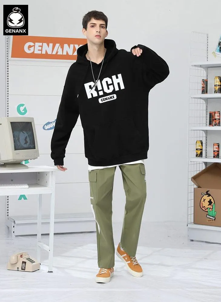 High Street Color Block Kangaroo Pocket Hoodies