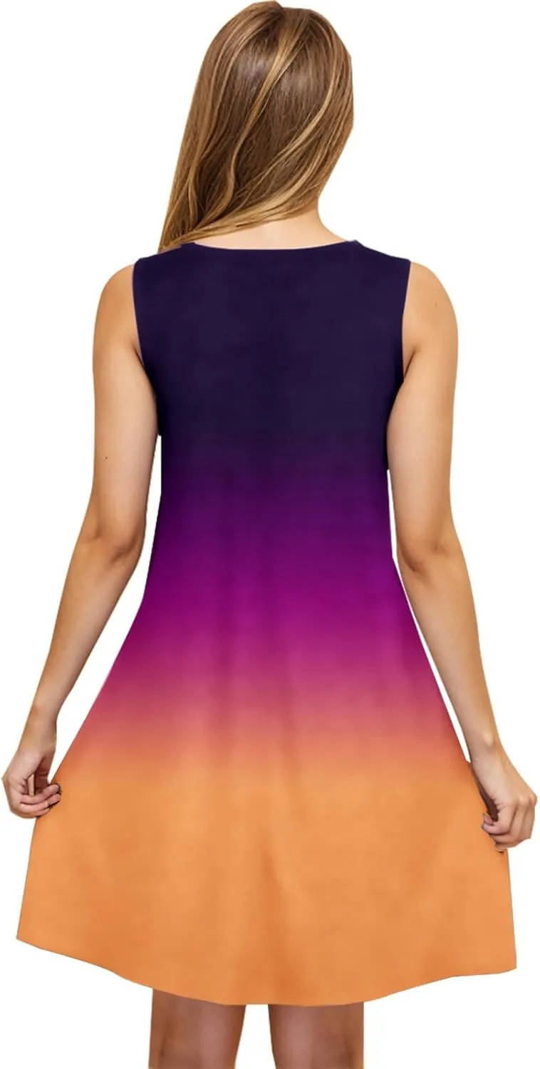 hlysgo Mini Dresses for Women 2025 Summer Casual Coverup Tank Dress Trendy Sleeveless Crew Neck Beach Sundress with Pockets
