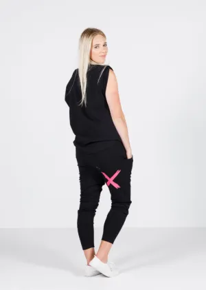 Home-Lee Apartment Pants Black With Single Pink X