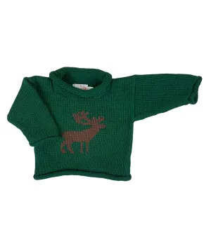 Hunter Green Moose Roll Neck Sweater