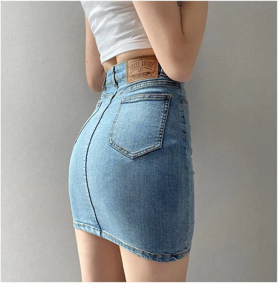 Jegsnoe Summer Denim Skirts Women High Waist Bodycon Pencil Skirts Elegant Slim Jean Skirts