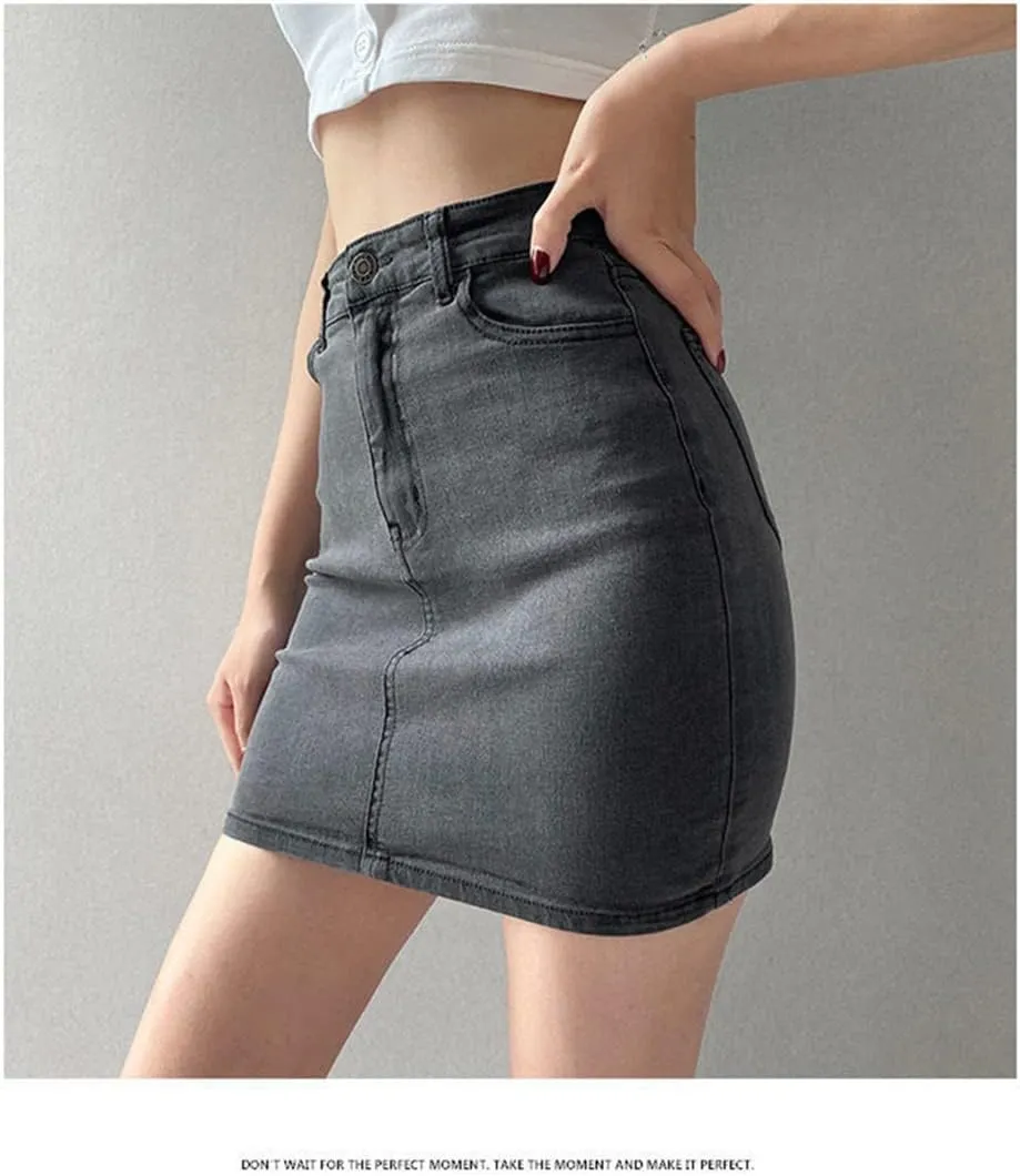 Jegsnoe Summer Denim Skirts Women High Waist Bodycon Pencil Skirts Elegant Slim Jean Skirts