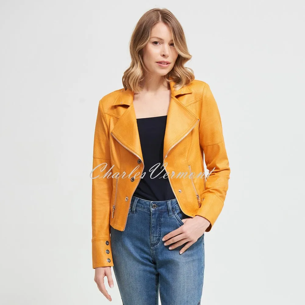 Joseph Ribkoff Faux Leather Jacket – Style 213945 (Marigold)