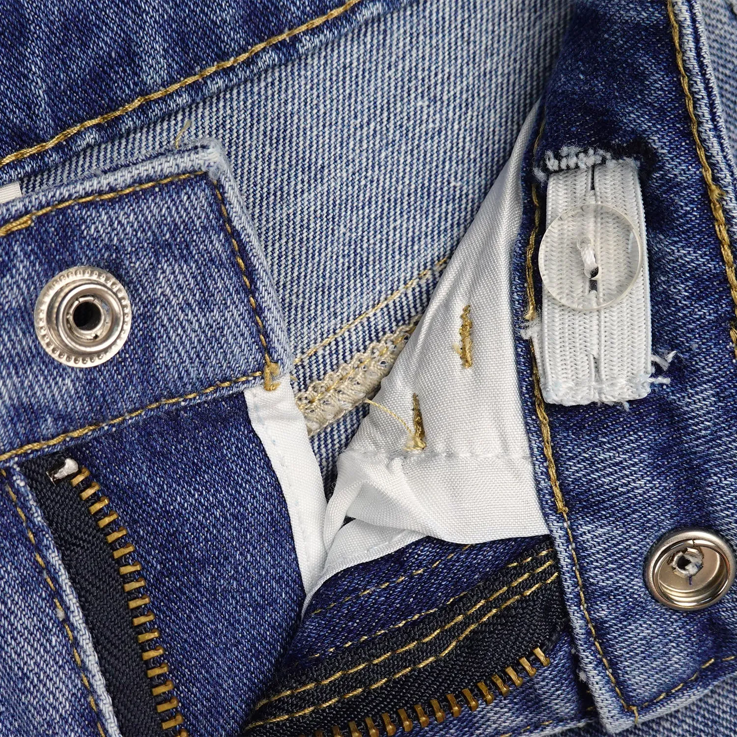 Kids Ripped Elastic Band Inside Rolled Up Raw Edge Leg Slim Jeans