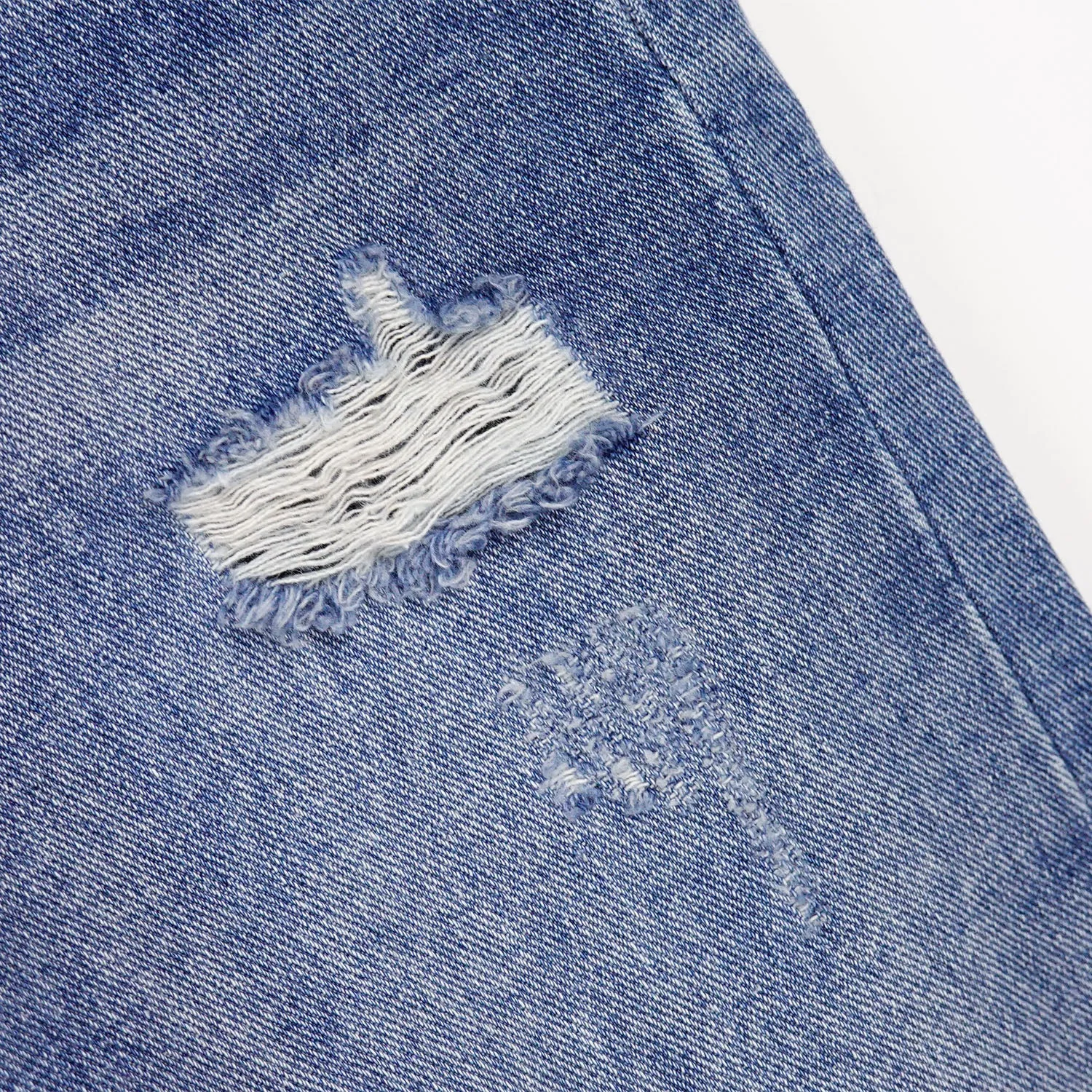 Kids Ripped Elastic Band Inside Rolled Up Raw Edge Leg Slim Jeans
