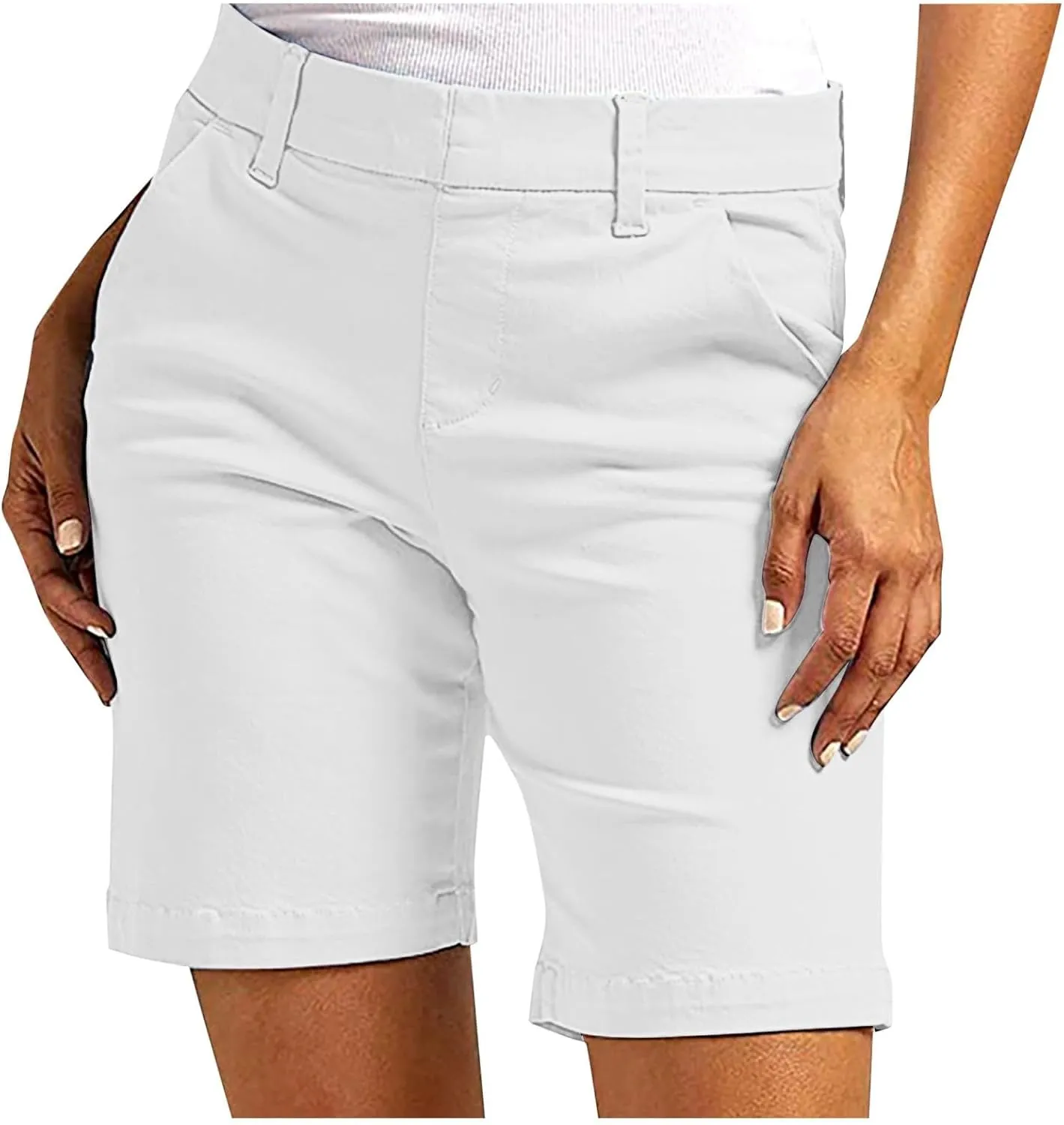 Ladies' Relaxed Trousers,Plus Size Women's Stretch Shorts Elastic Waist with Pockets, Breathable Summer Lounge Pants