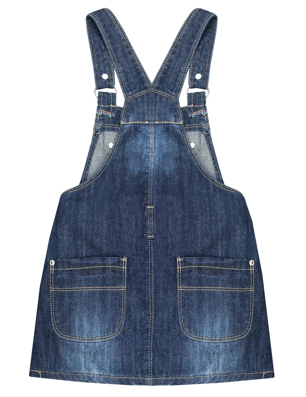 Little Girls Flower Butterfly Embroidered Jean Overall Dress