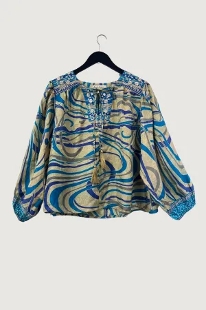 Lolita Embroidered Silk Top | Aegean Memories