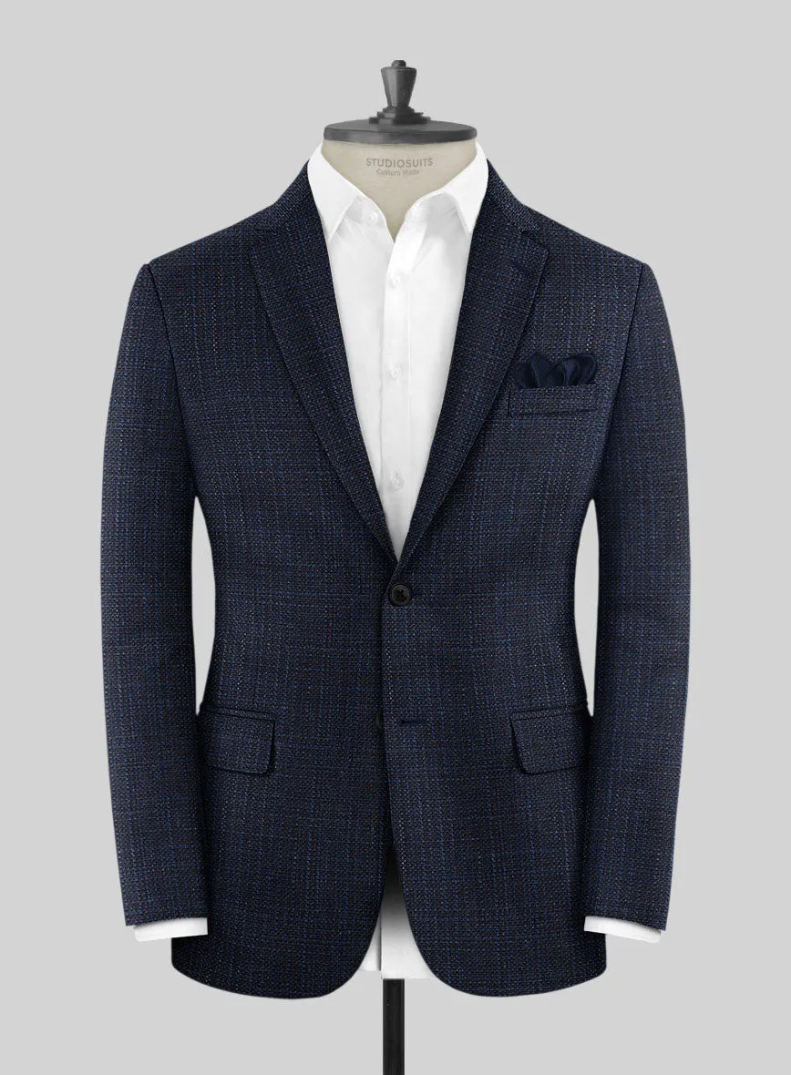 London Loom Blue Ilaria Wool Silk Linen Jacket