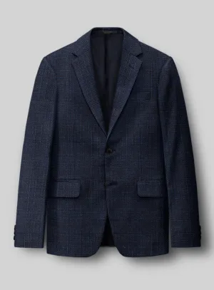 London Loom Blue Ilaria Wool Silk Linen Jacket
