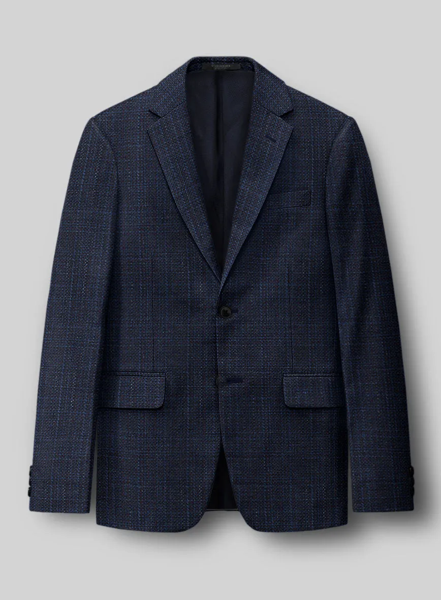 London Loom Blue Ilaria Wool Silk Linen Jacket