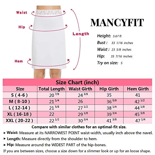 MANCYFIT Half Slips for Women Underskirt Short Mini Skirt with Floral Lace Waistband White Large