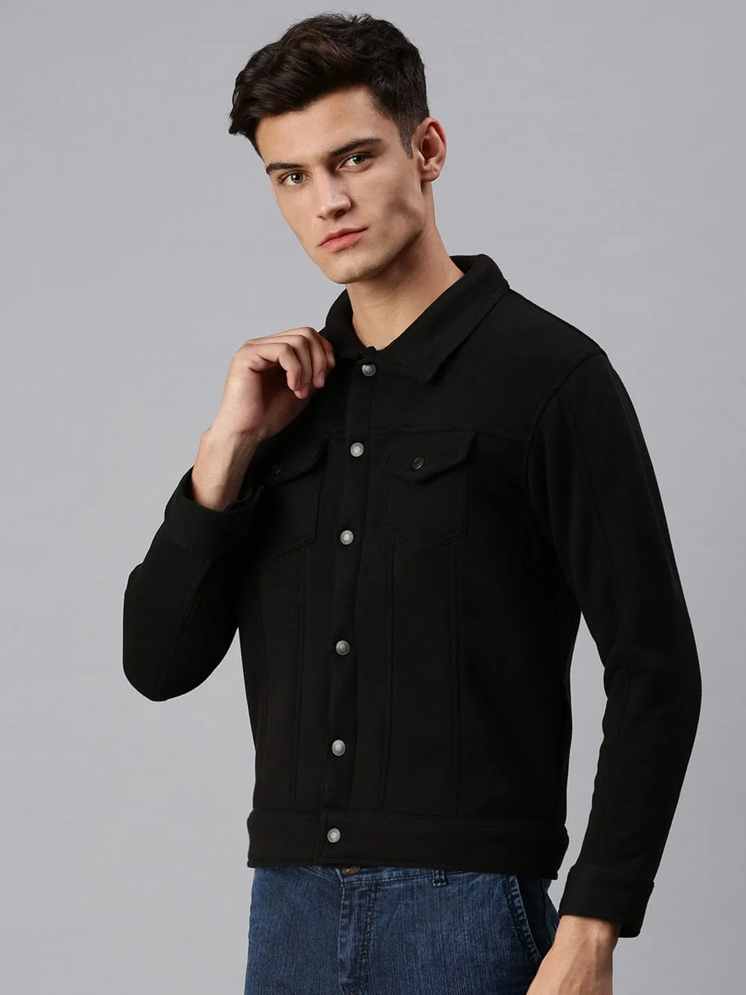 Men Black Solid Sweatshirt