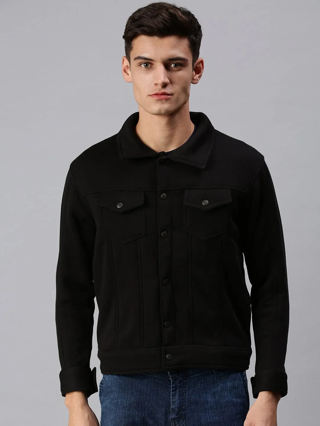 Men Black Solid Sweatshirt