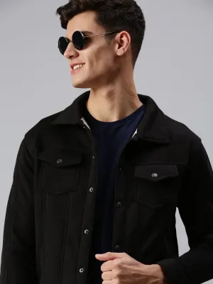 Men Black Solid Sweatshirt