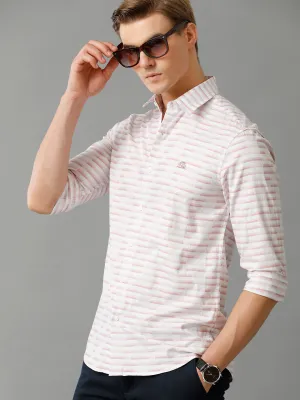 Men Light Pink Checked Slim Fit Giza Cotton Casual Shirt
