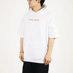 Men Printed Oversized Hoodie - Off White - SM2310152A