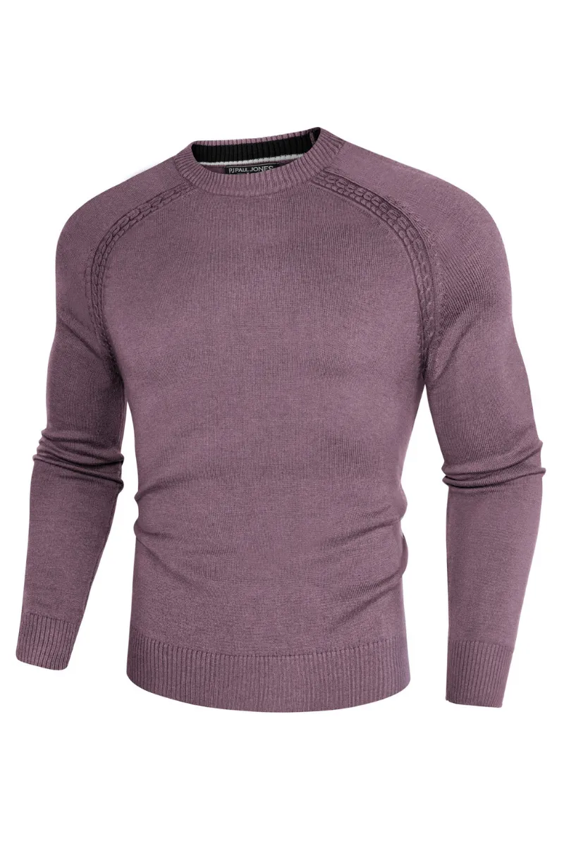 Men Stylish Sweater Long Raglan Sleeve Crew Neck Ribbed Cuff Pullover