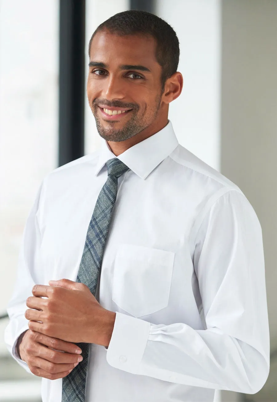 Men's Long Sleeve Single Cuff Shirt Cotton Poplin - Cheadle