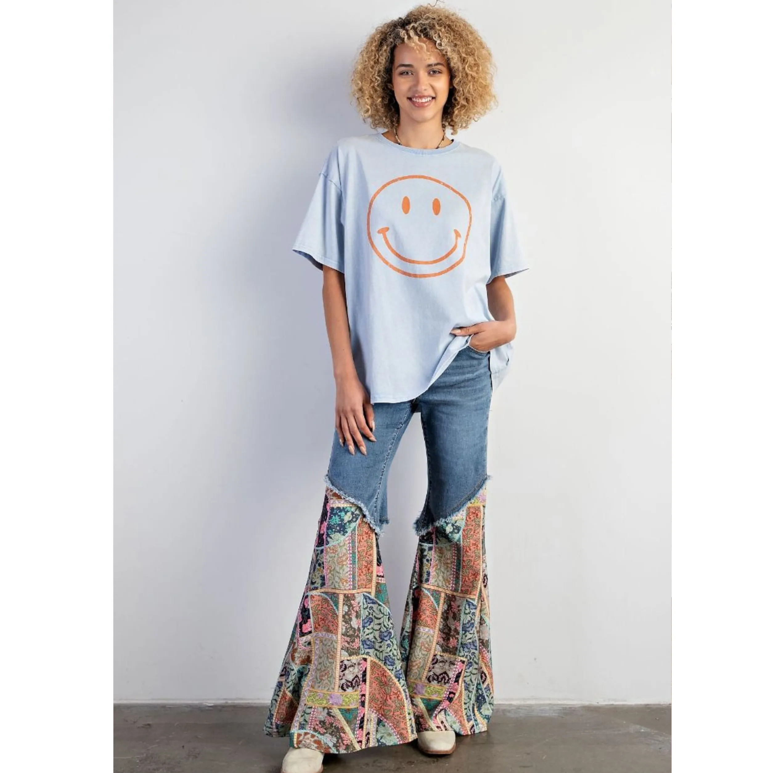 Mineral Washed Smiley Face Tee