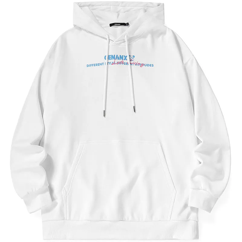 Minimalist Bear Print Long Sleeve Hoodies