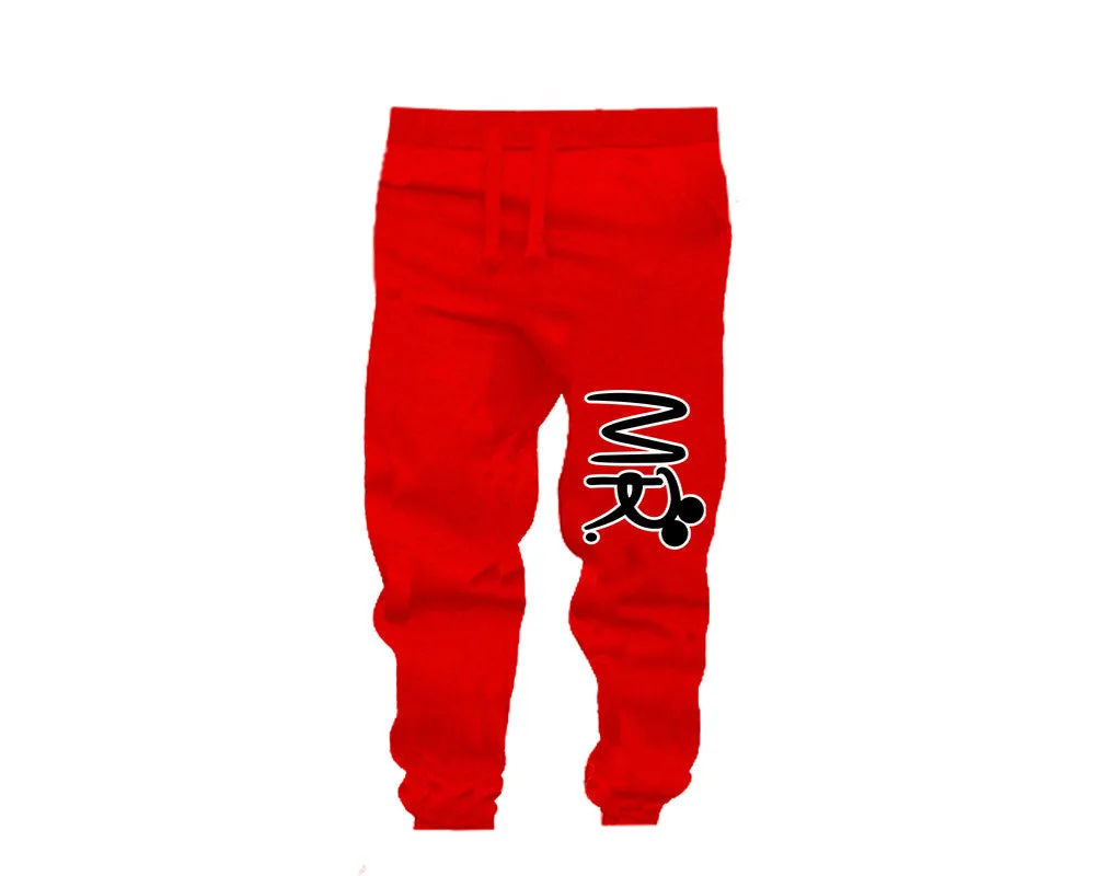 Mr. and Mrs. Couple Matching T-Shirts & Jogger Pants – 4-Piece Set: Men’s and Women’s Styles Sold Separately