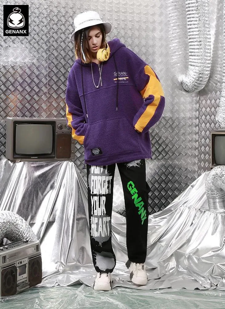 Multicolor Jacquard Hoodies With Stretch Cord