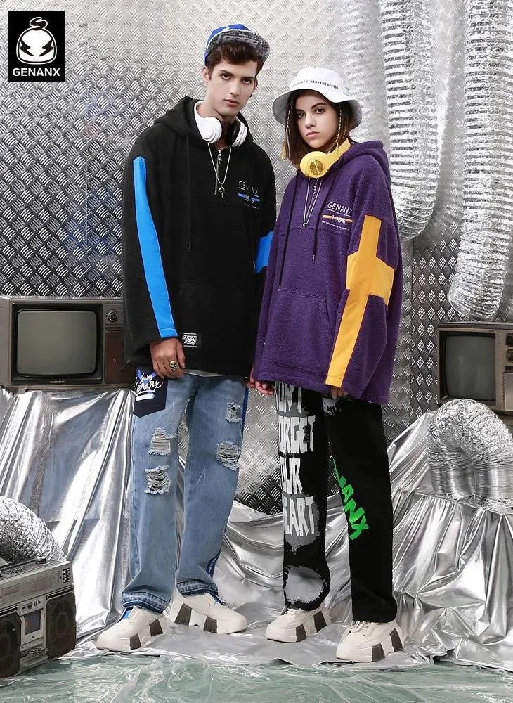 Multicolor Jacquard Hoodies With Stretch Cord