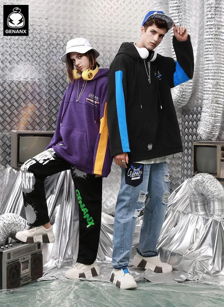 Multicolor Jacquard Hoodies With Stretch Cord