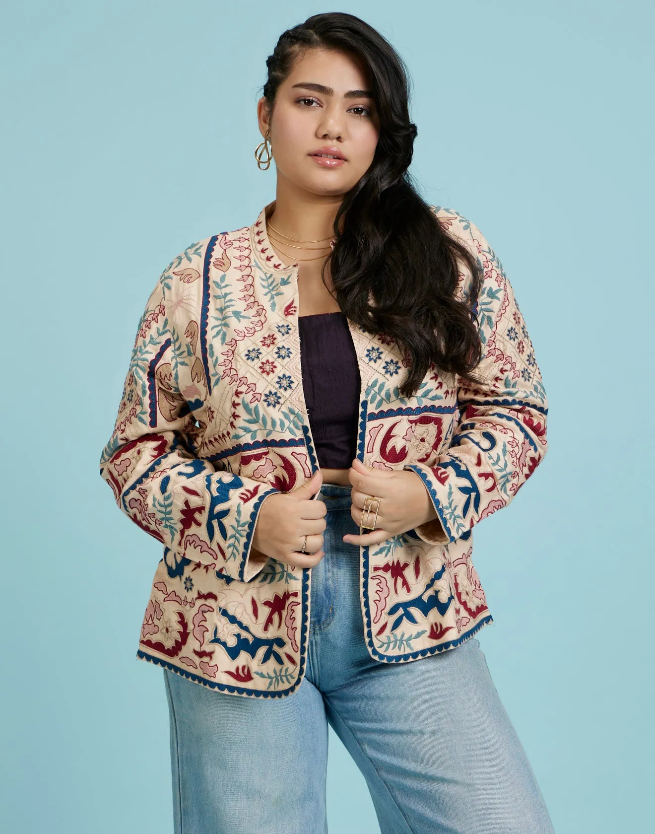 Multicolor Kashida Embroidered Ethnic Jacket