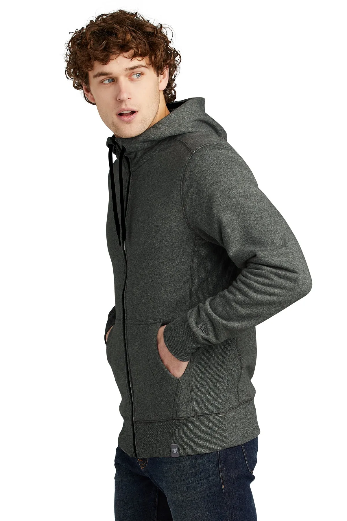New Era French Terry Custom Zip Hoodies, Black Twist
