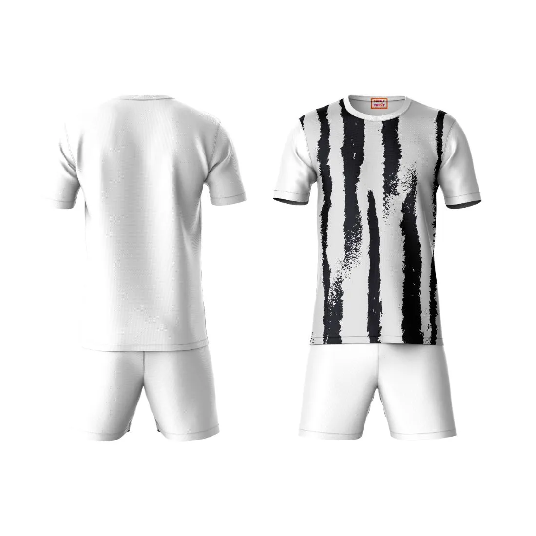 Next Print Round neck jersey white with shorts NPTS40