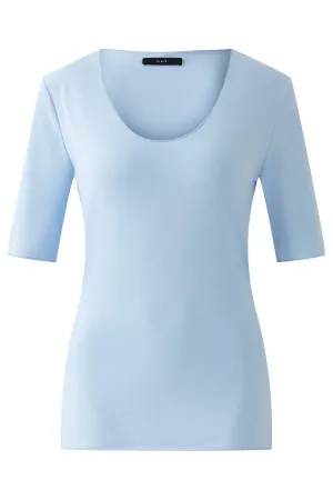 Oui 91835 Powder Blue Scoop Neck T-Shirt