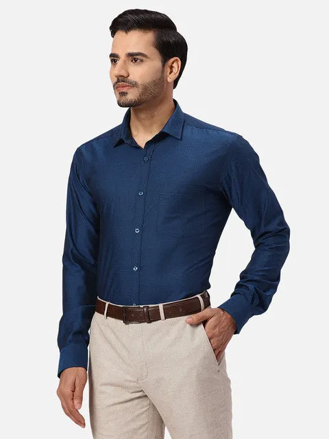 Park Avenue Men Blue Structured Slim Fit Cotton Formal Shirts