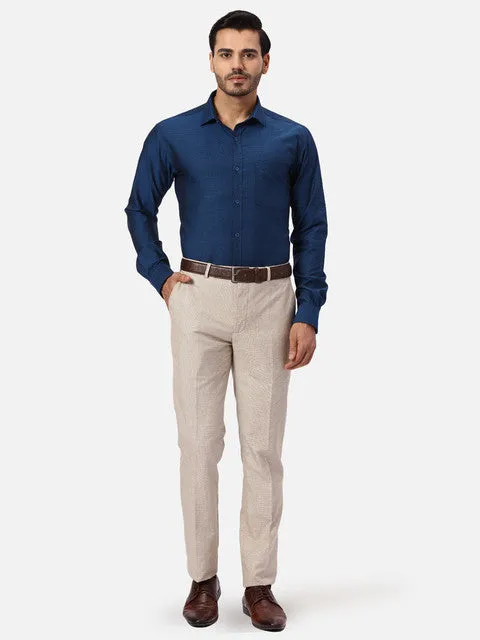 Park Avenue Men Blue Structured Slim Fit Cotton Formal Shirts
